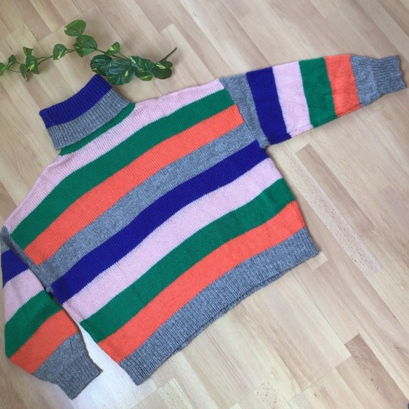 Wide Striped Oversized Fun Colorful Sweater by Sweater Works - Picture 15 of 16